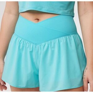 OFFLINE by Aerie Crossover Flowy Shorts V-Waist Ruched Athletic Shorts Blue XS